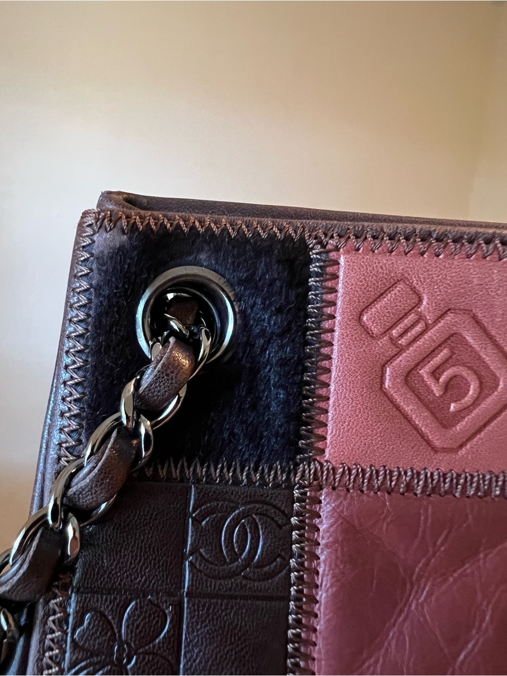 CHANEL Brown & Black Patchwork Leather Shoulder Bag - Picture 11 of 14